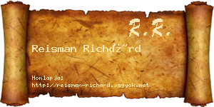 Reisman Richárd névjegykártya
